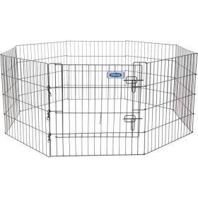 Petmate Exercise Pen Single Door with Snap Hook Design and Ground Stakes for Dogs Black