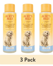 (3 pack) Burt's Bees Natural Pet Care Tearless 2 -1 Dog Puppy Shampoo Conditioner Buttermilk and Linseed Oil