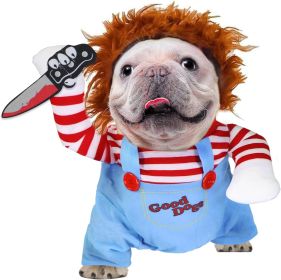 Dog Halloween Costumes - Chucky Dog Costume with Knife for Pets Party Christmas Cosplay Cute Outfits Clothes Deadly Dog Clothes Funny Dog Costumes Hal