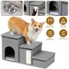 Dog Stairs for Bed and Couch 42cm H, Foldable Dog Stairs for Small Older Dogs Cats, 4 in 1 Adjustable Pet Cat Stairs Steps with Storage