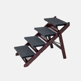 Wooden Dog Stairs/Steps - Foldable 4 Levels Pet Stairs & Ramp Perfect for Beds and Cars - Portable Dog/Cat Ladder Up to 110 Pounds