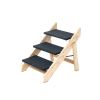 Wood Pet Stairs/Pet Steps - Foldable 3 Levels Dog Stairs & Ramp Perfect for Beds and Cars - Portable Dog/Cat Ladder Up to 110 Pounds