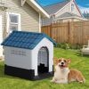 26 inch Plastic Dog House, Indoor Outdoor Doghouse Pet House with Air Vents and Elevated Floor