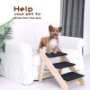 Wood Pet Stairs/Pet Steps - Foldable 3 Levels Dog Stairs & Ramp Perfect for Beds and Cars - Portable Dog/Cat Ladder Up to 110 Pounds