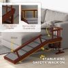 PawHut Dog Ramp, Dog Stairs for Small, Medium & Large Dogs, Pet Ramp for Bed or Couch with Removable Guardrails, Non-Slip Surface, 49" Long, Brown