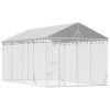 Outdoor Dog Kennel with Roof Silver 9.8'x19.7'x8.2' Galvanized Steel