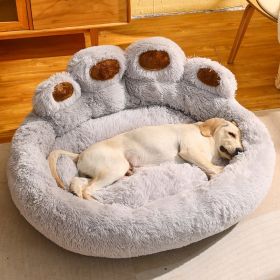 Warm Medium Large Dog Corgi Golden Retriever Bed Fleece-lined Sofa Mattress (Option: Light Gray-2XL Diameter 90cm)