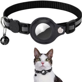 collReflective Collar Waterproof Holder Case For Airtag Air Tag Airtags Protective Cover Cat Dog Kitten Puppy Nylon Collar (Color: Black)