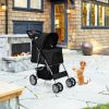 Simple Design Foldable 4-Wheel Pet Stroller With Storage Basket