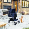 Simple Design Foldable 4-Wheel Pet Stroller With Storage Basket