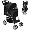 Simple Design Foldable 4-Wheel Pet Stroller With Storage Basket