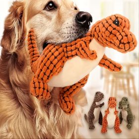 1 Random Color Stuffed Dinosaur Dog Sounding Toy; Dog Training Toy; dog chew toy (Color: orange, size: 9.84 inch)