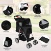Simple Design Foldable 4-Wheel Pet Stroller With Storage Basket