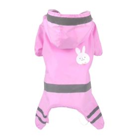 Four-Foot Waterproof All-In-One Raincoat for Pet Dogs (Color: PinkL)